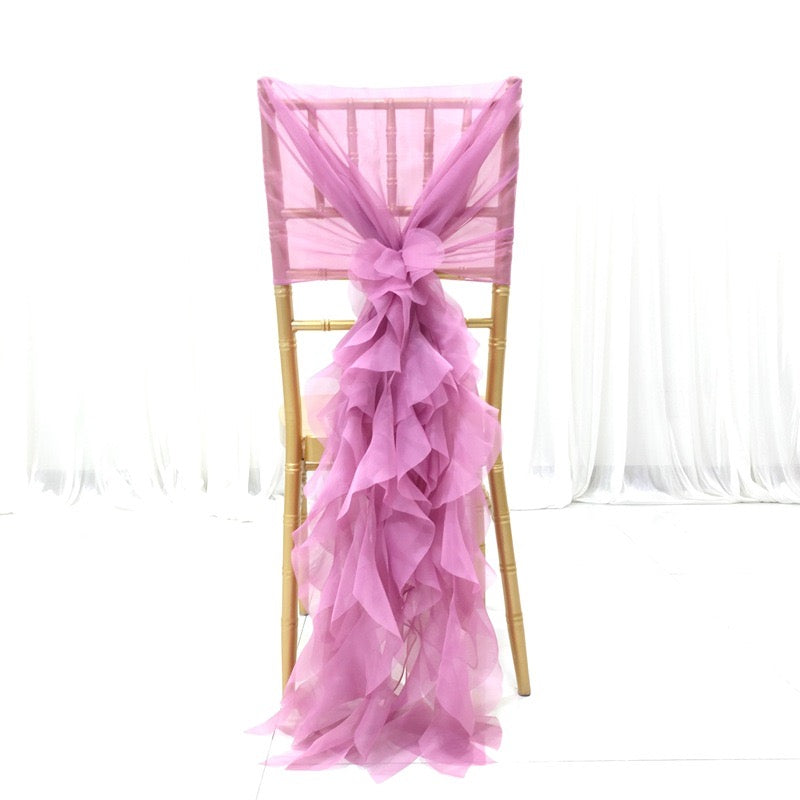 Chiffon Chair Sashes with a Bow Tie for Outdoor Indoor Wedding Receptions