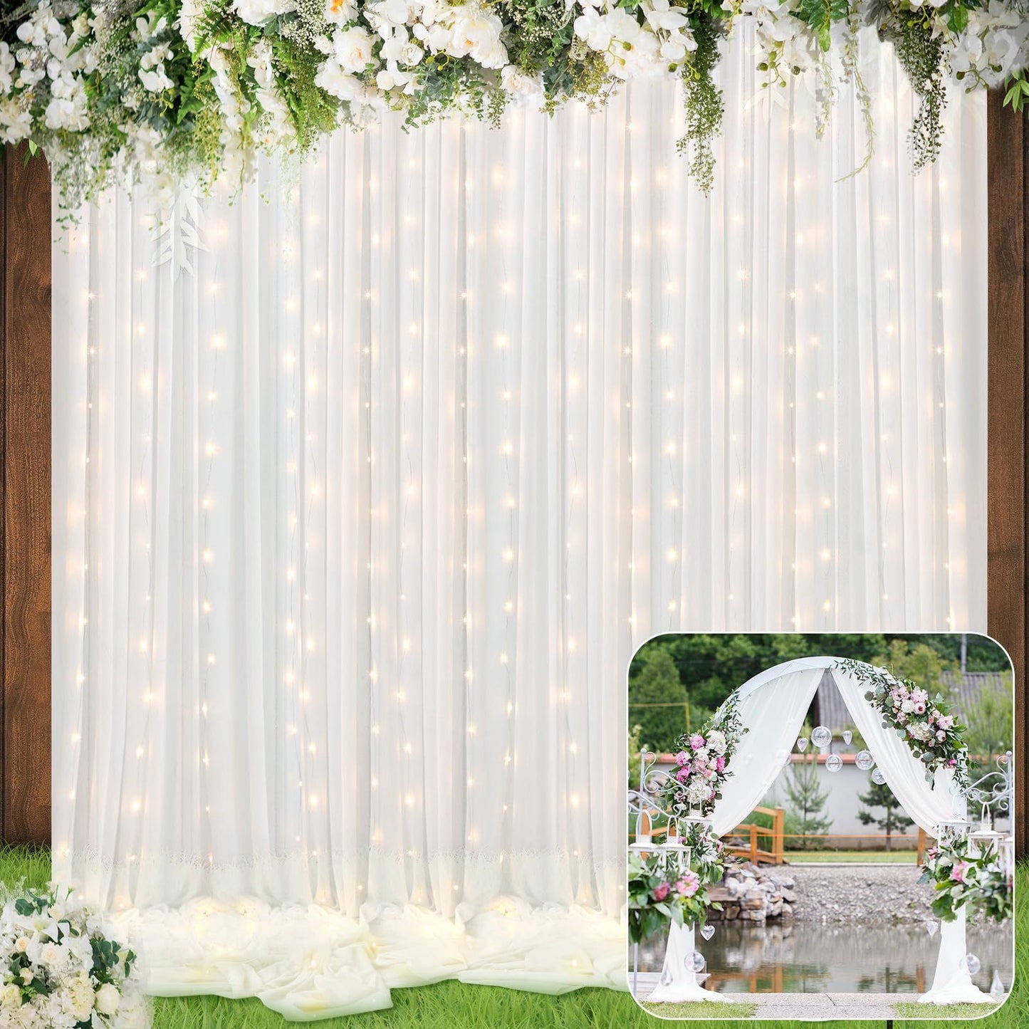 Window Curtain String Lights for Christmas Bedroom Party
