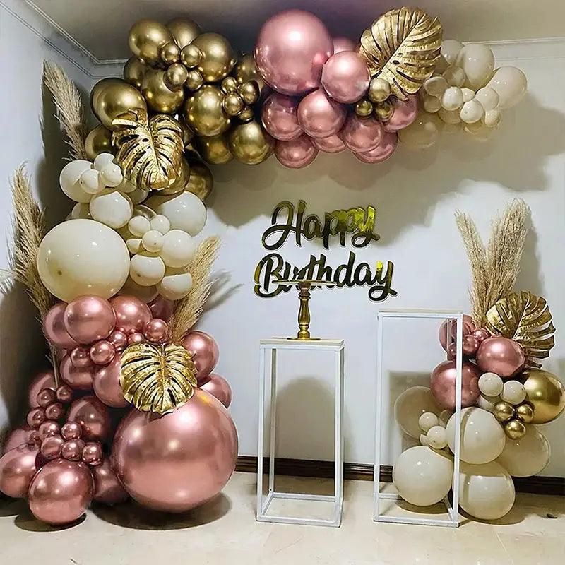 128 Piece Rose Gold & Pink White Balloon Decoration Kit Perfect for Parties! - If you say i do