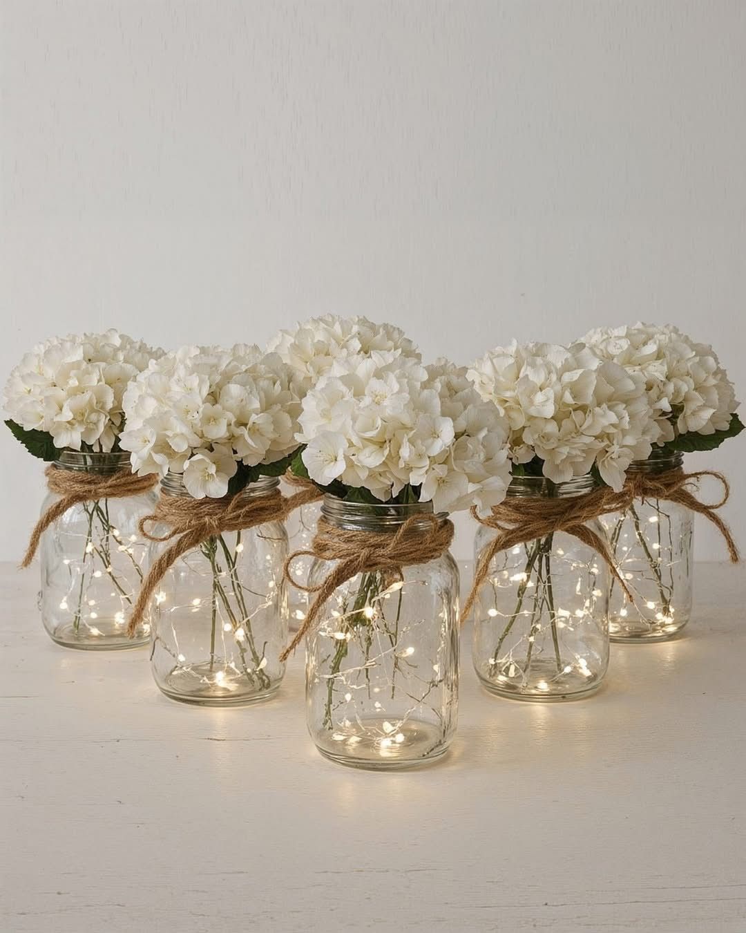 Blush Premium Hydrangea Lighted Mason Jar Centerpiece, Wedding Decor, Baby Shower, Bridal Shower, Graduation, Celebration of Life Service