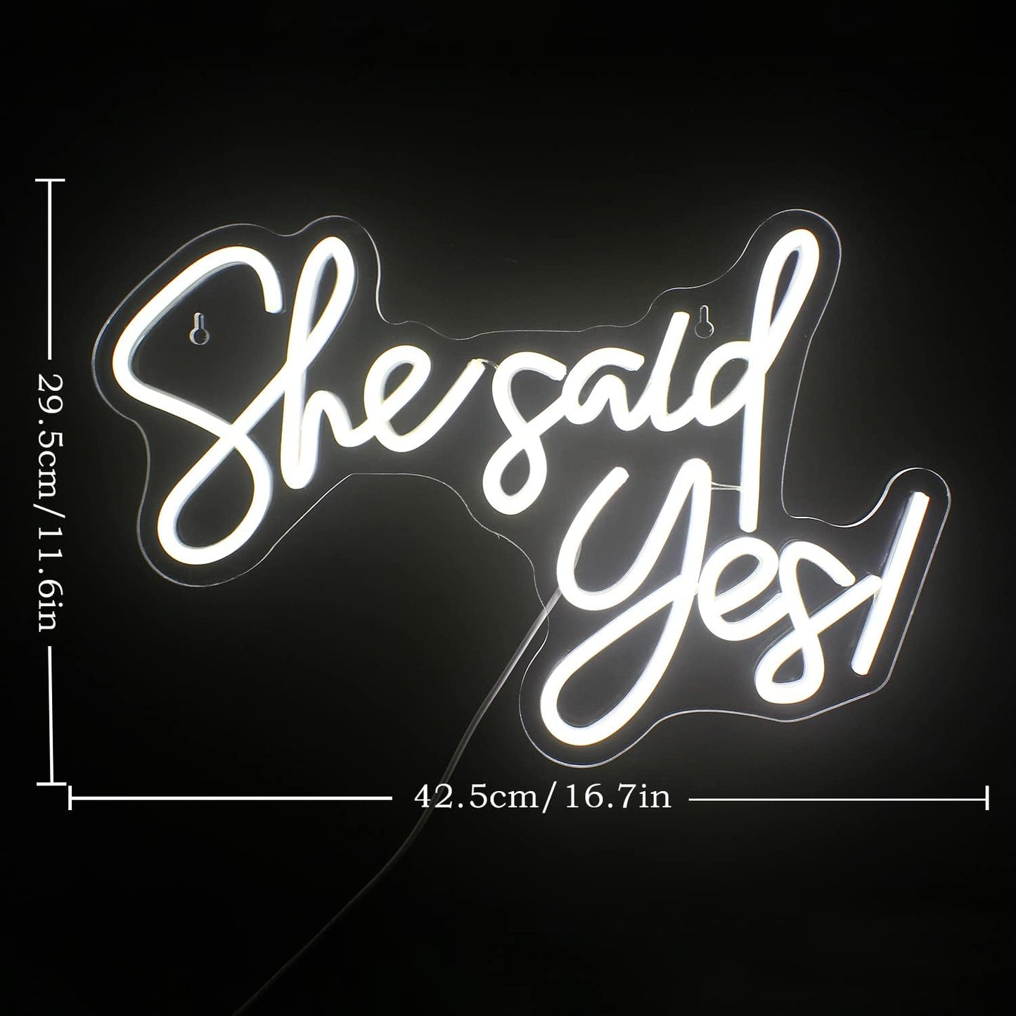 She Said Yes Neon Sign Cold White Wedding Word Neon Lights for Proposal Decorations USB Letter Wall Neon Light Signs for Bachelorette Engagement Party Bridal Shower