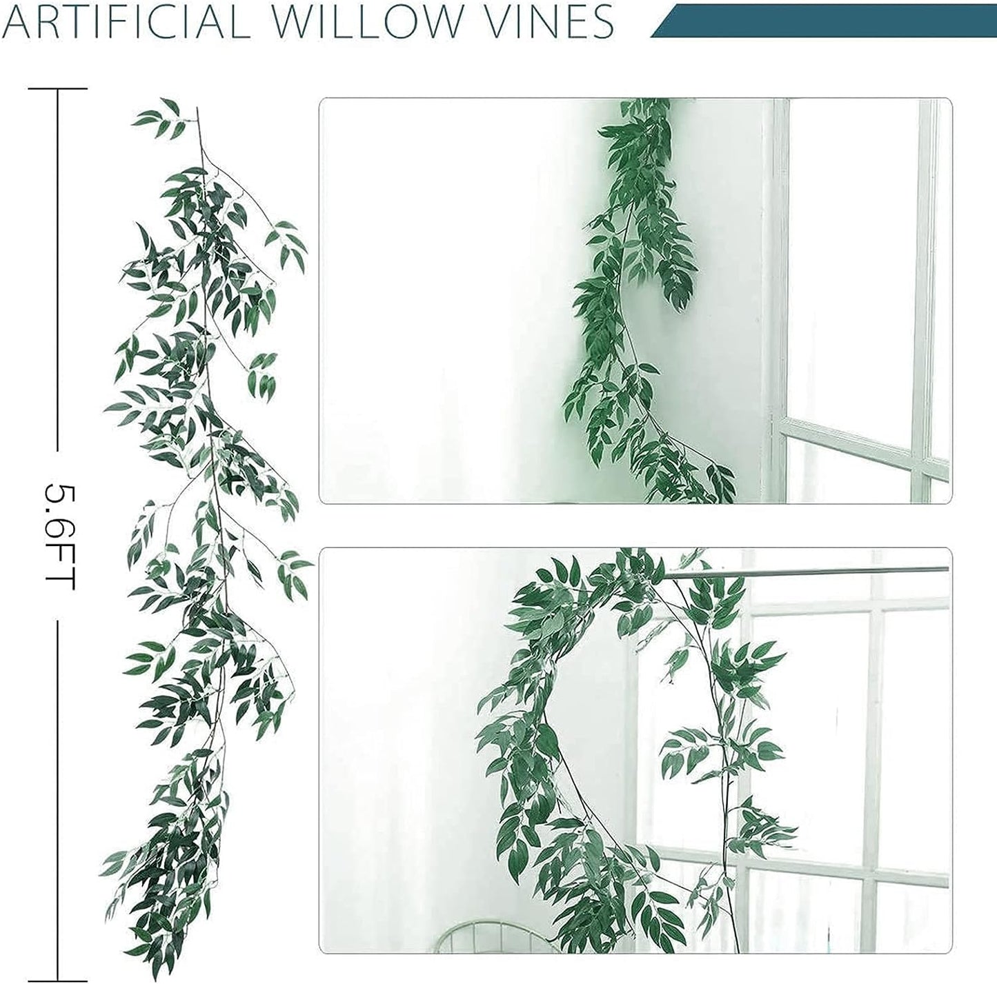 2PCS White Tulle Backdrop Curtain with 5 Willow Leaves Sheer Backdrop Curtains White Curtain Backdrop for Wedding Reception