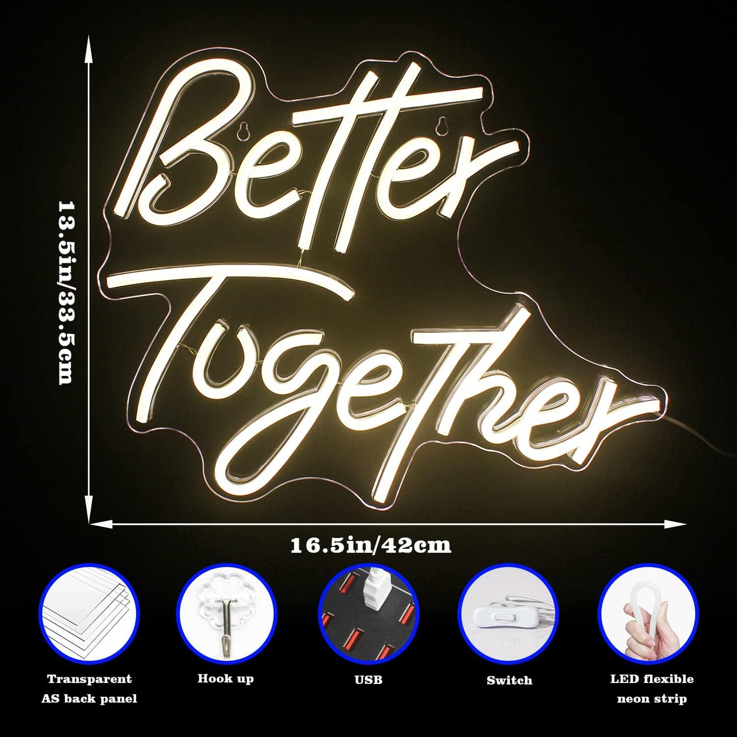 Better Together Neon Sign, Wedding Neon Signs, Custom Wedding Backdrop Decor,Wedding Decor,Wedding Neon Signs for Reception