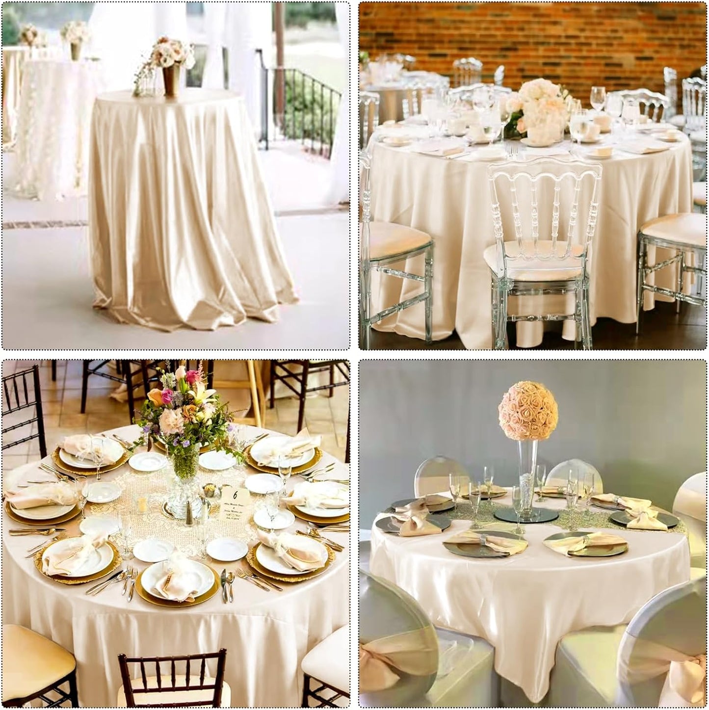108 Inches Round Satin Tablecloths Champagne Round Satin Table Cover Wedding Table Decor for Wedding Banquet Table Decor
