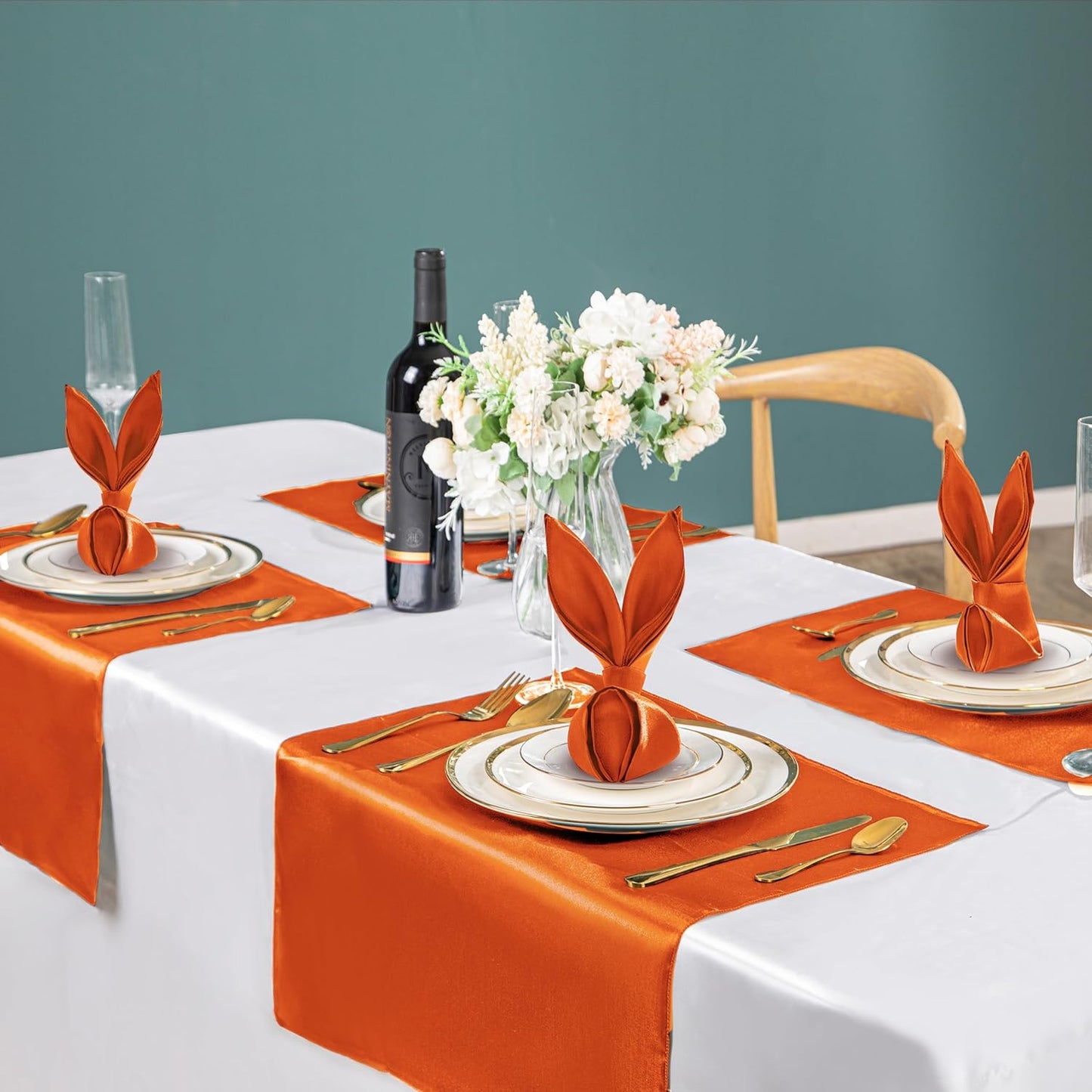 50pcs Burnt Orange Satin Napkins 17x17 Inch Wedding Napkins, Decorative Wedding Reception Napkins Square Table Napkins, Silky Satin Cloth Napkins for Restaurant Graduation Party