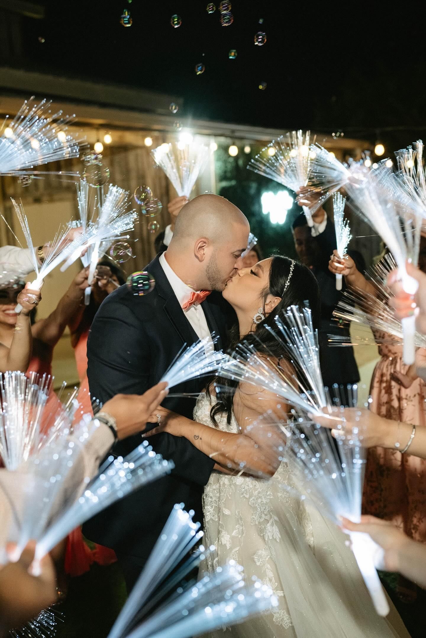 What to do if your Venue doesn't allow Sparklers? Fiber Optic Wands For Nighttime Grand Exit!