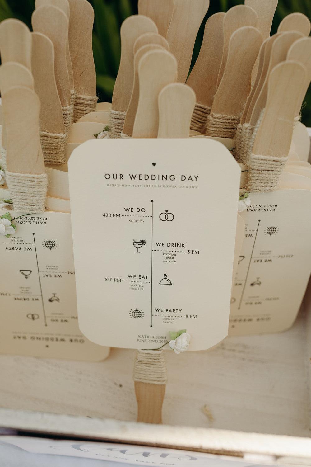 50PCS Wedding Program Fans/ Rustic Minimalist Outdoor Wedding / DIY Wedding Program Fans - If you say i do