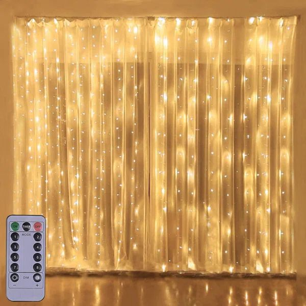 USB Plug in, 300 LED Curtain Fairy Lights for Chrismas, Wedding, Party