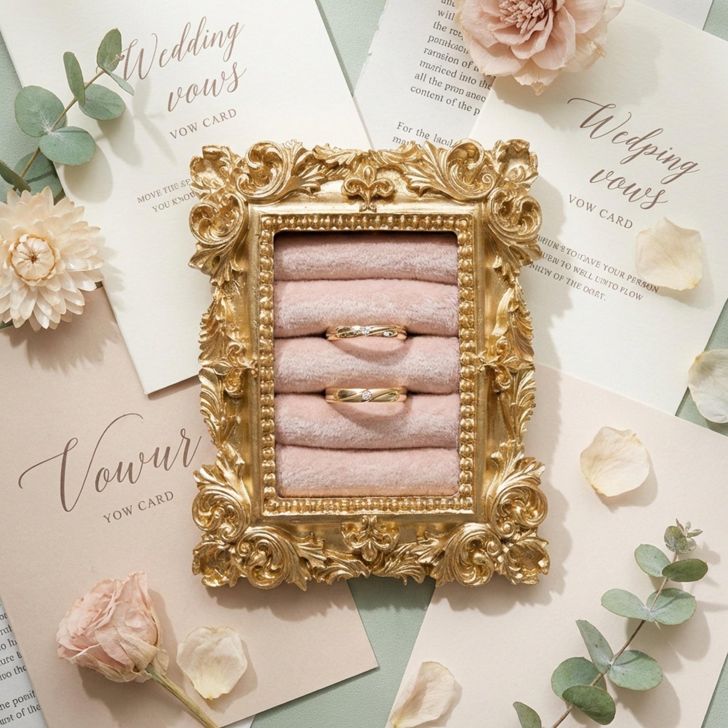Vintage wedding ring holder, Wedding ring display frame, Flat lay ring holder frame,Elegant ring stand wedding,Wedding jewelry box organizer