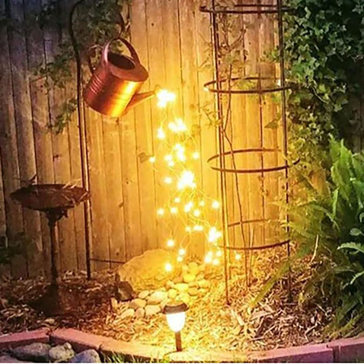 LED Copper Wire Firework Light Watering Can with Light