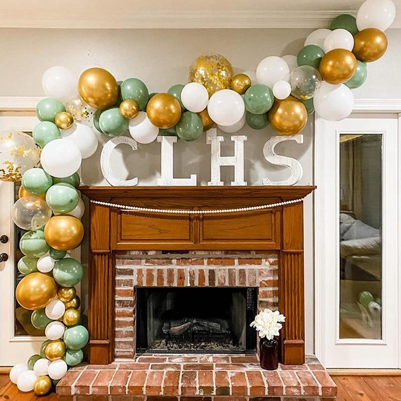119Pcs Vintage Green White Gold Latex Balloon Garland Arch Kit for Kids Jungle Birthday Party Baby Shower Wedding Decorations - If you say i do