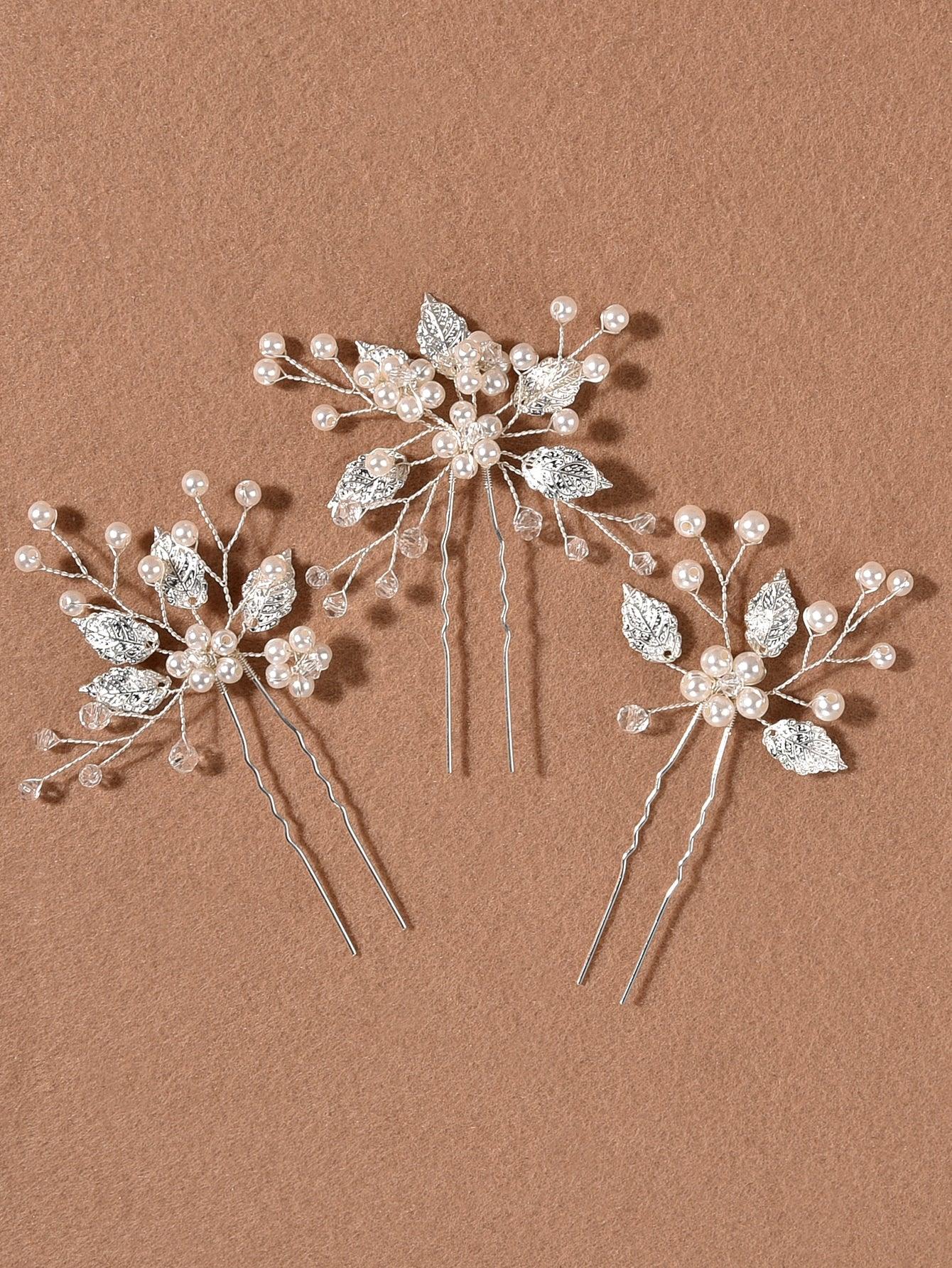 3pcs Faux Pearl Decor Bridal Hair Pin - If you say i do