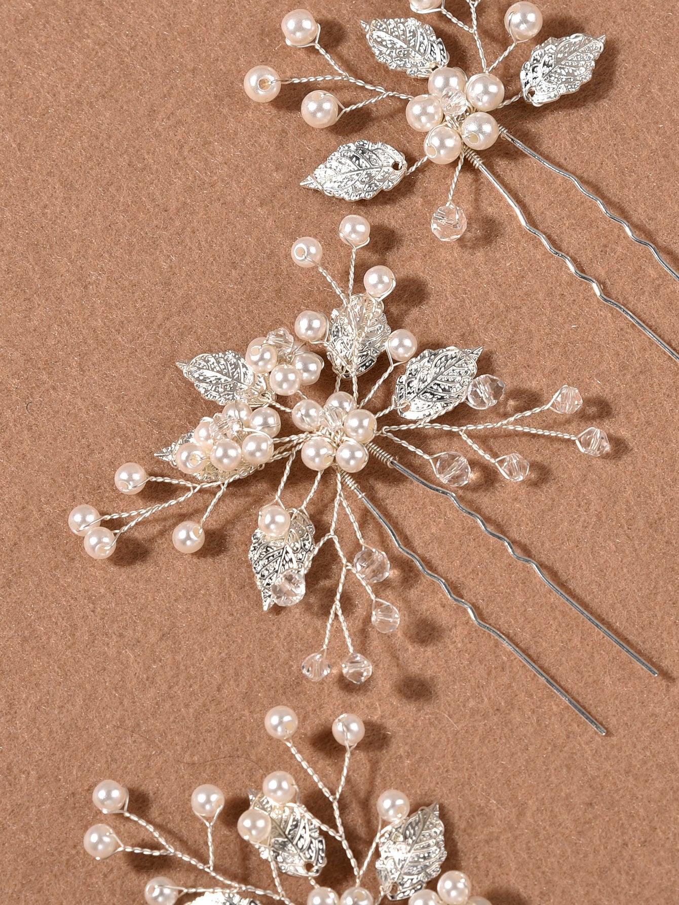 3pcs Faux Pearl Decor Bridal Hair Pin - If you say i do