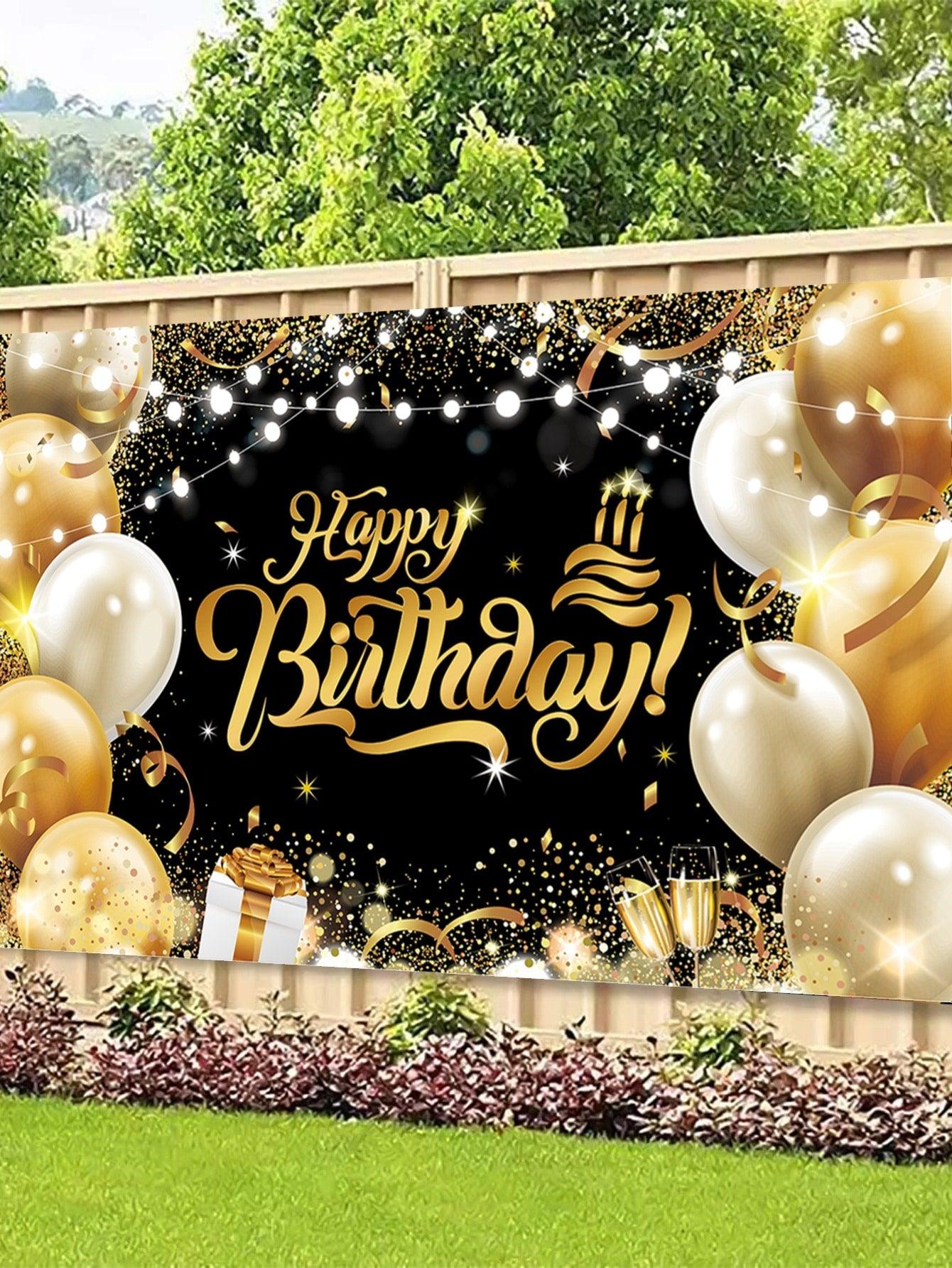 1pc Metallic Print Birthday Background Banner - If you say i do