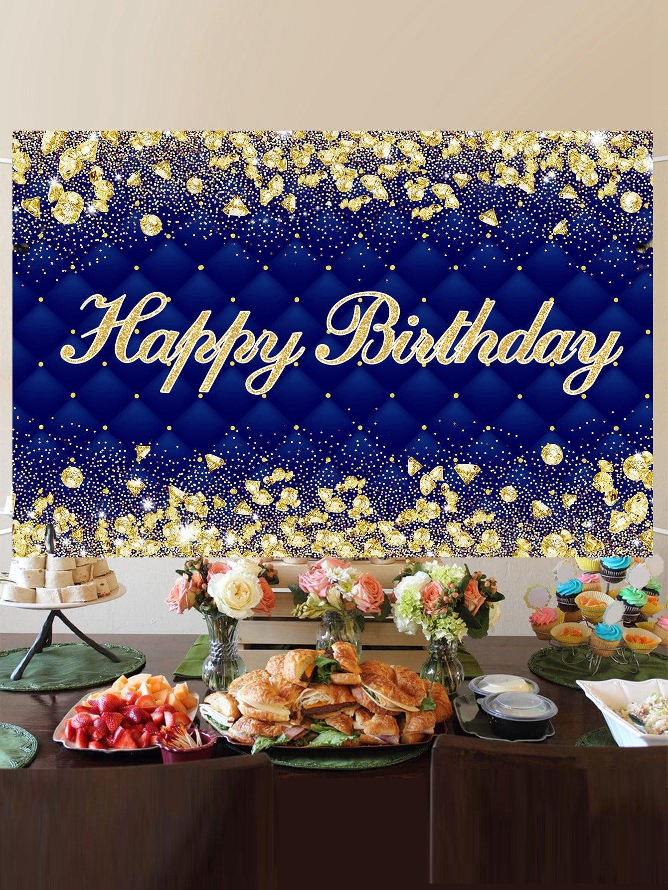 1pc Black Gold Metallic Birthday Party Banner - If you say i do