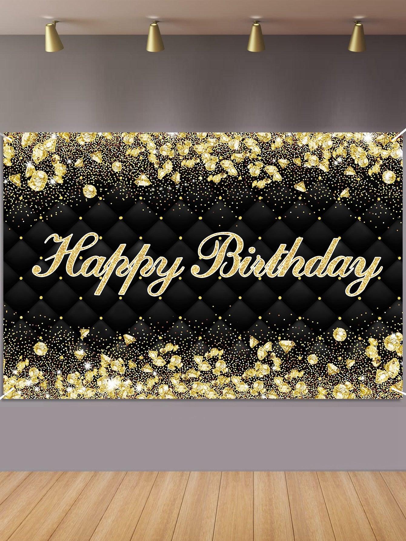 1pc Black Gold Metallic Birthday Party Banner - If you say i do