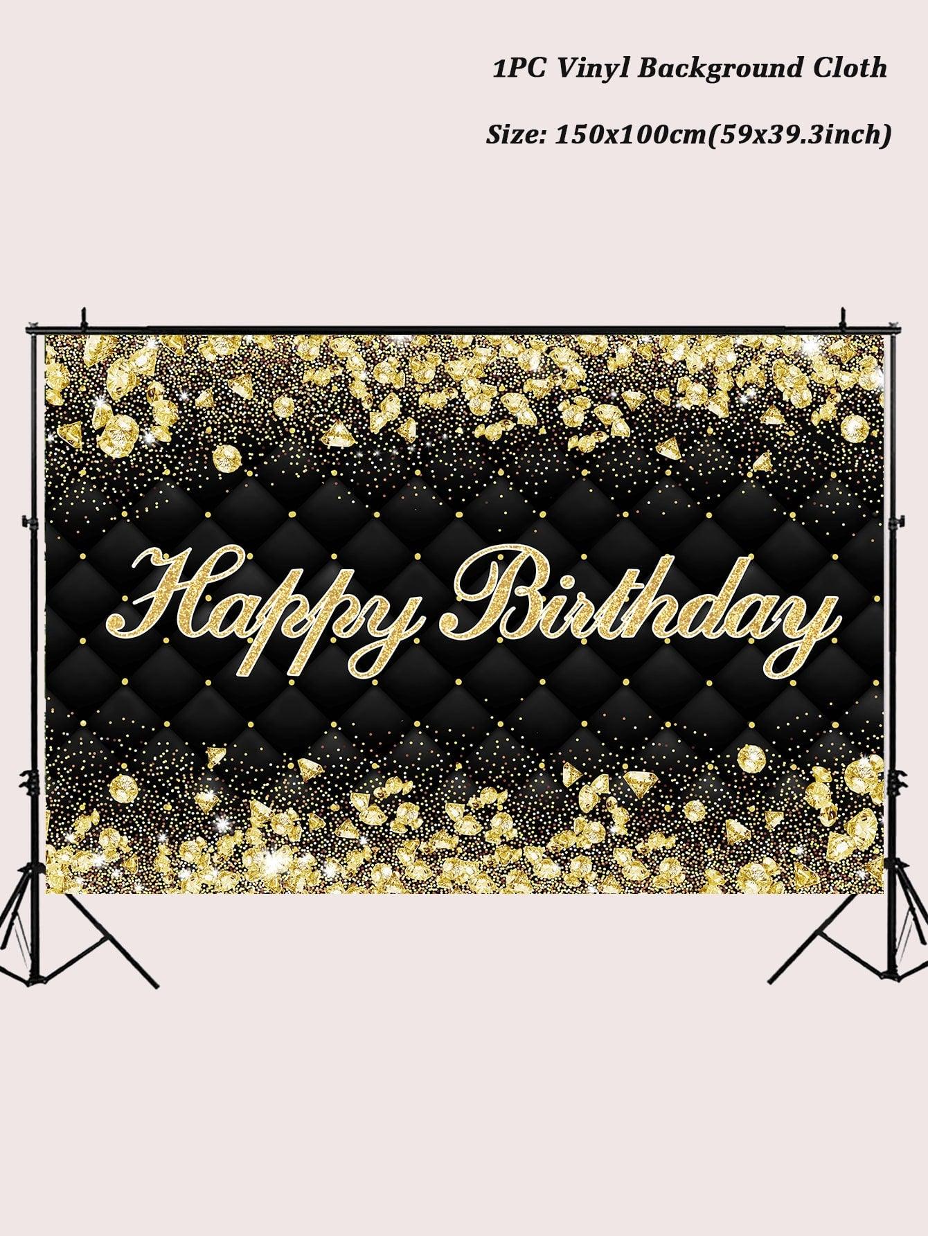 1pc Black Gold Metallic Birthday Party Banner - If you say i do