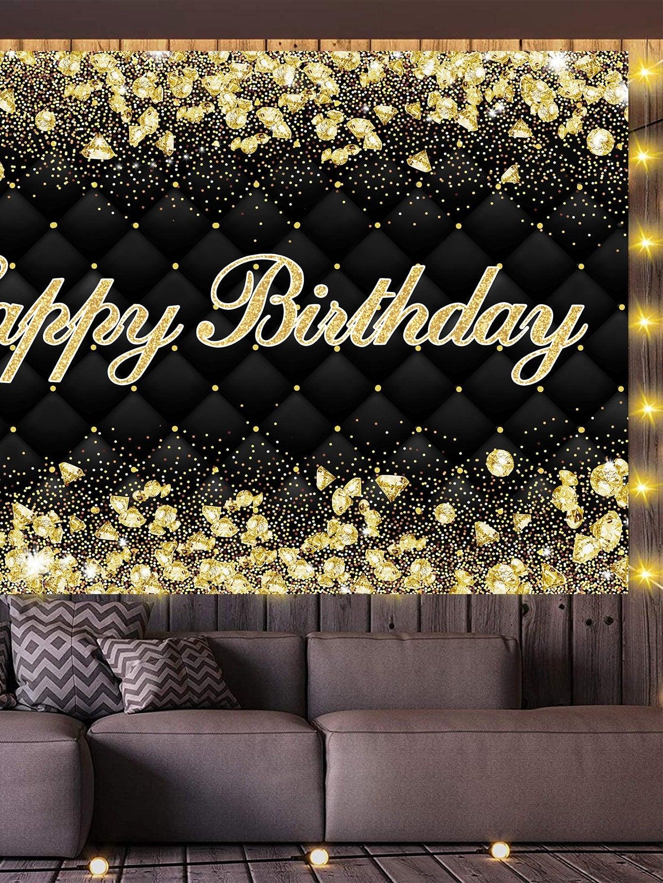 1pc Black Gold Metallic Birthday Party Banner - If you say i do