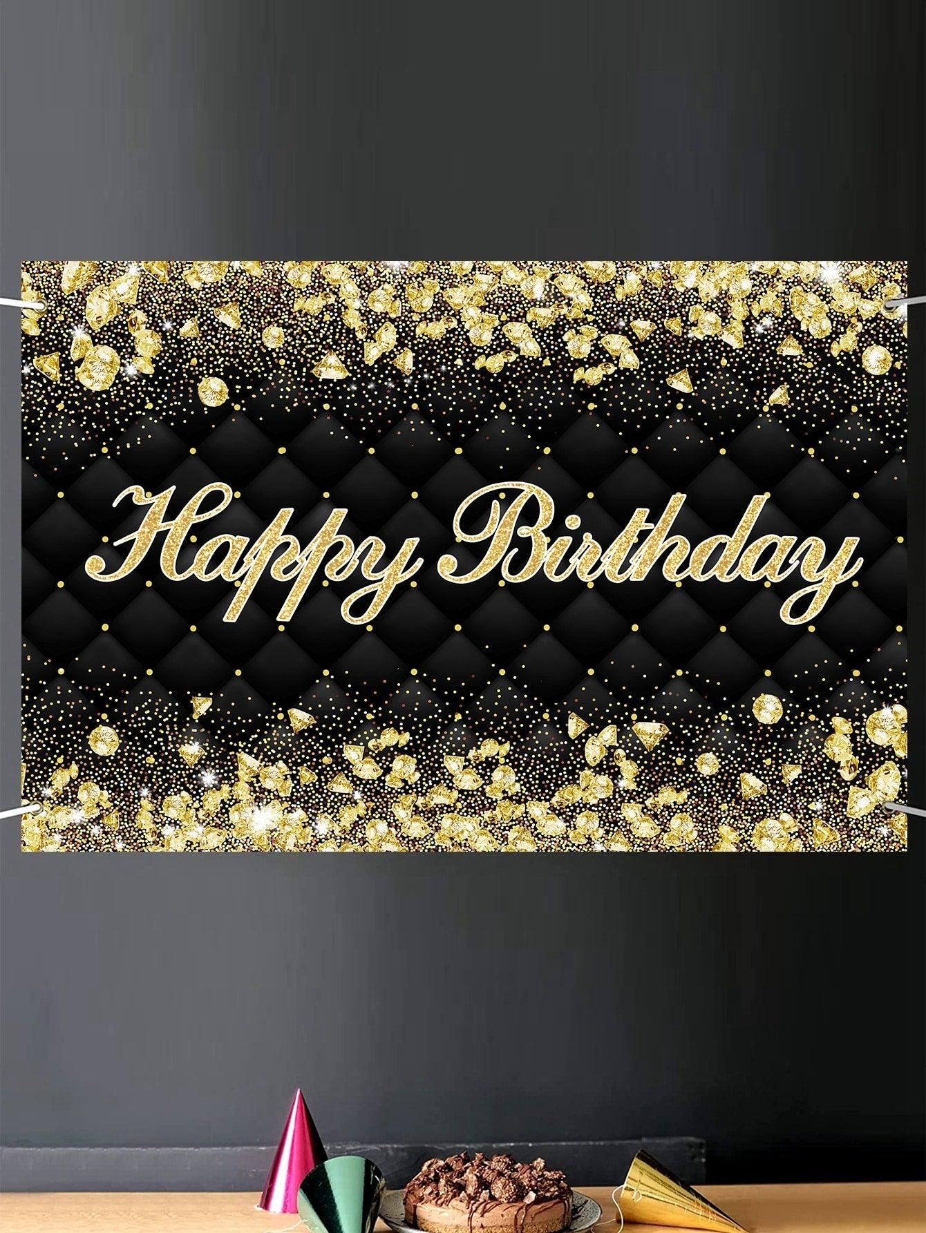 1pc Black Gold Metallic Birthday Party Banner - If you say i do