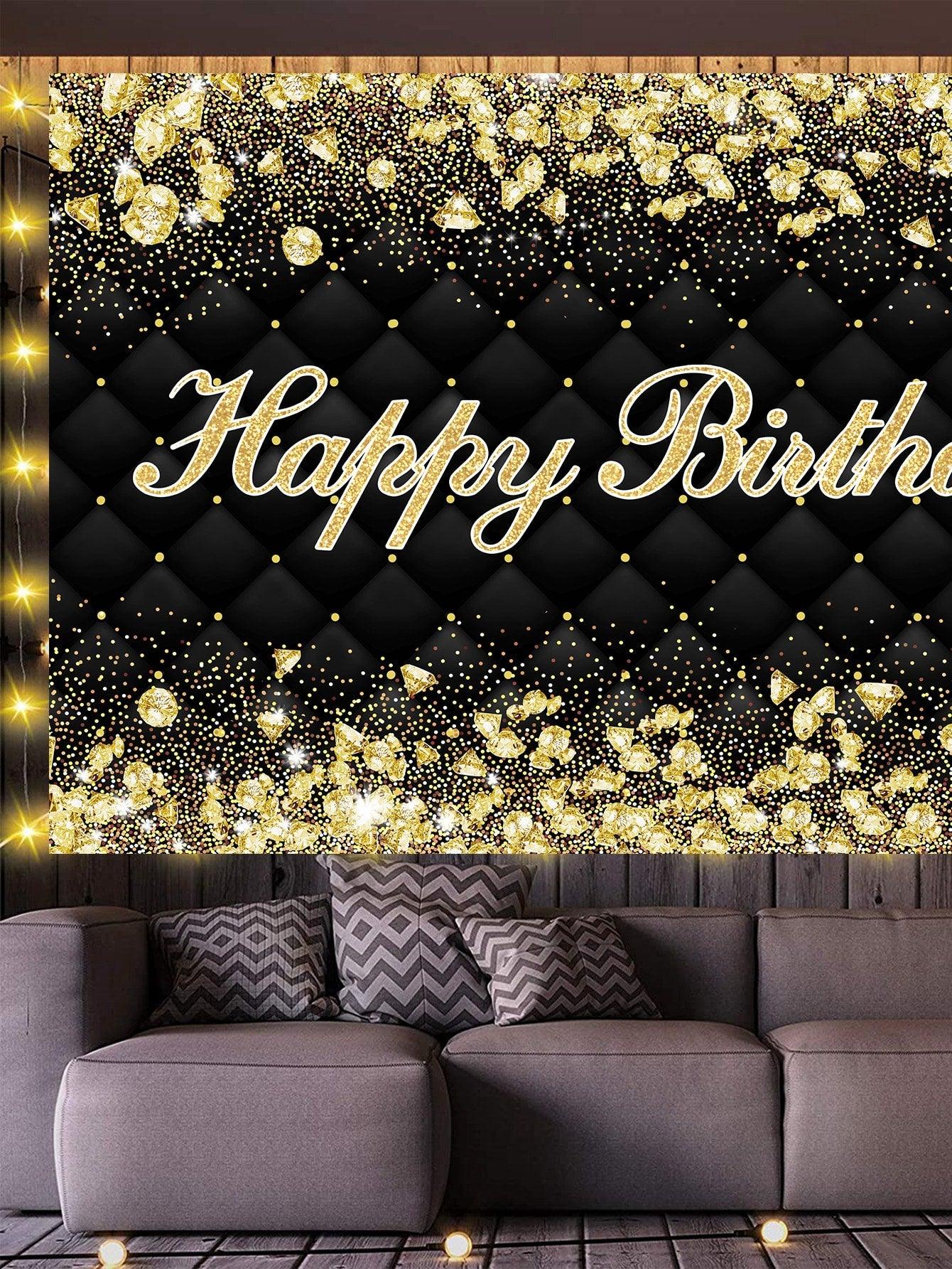 1pc Black Gold Metallic Birthday Party Banner - If you say i do