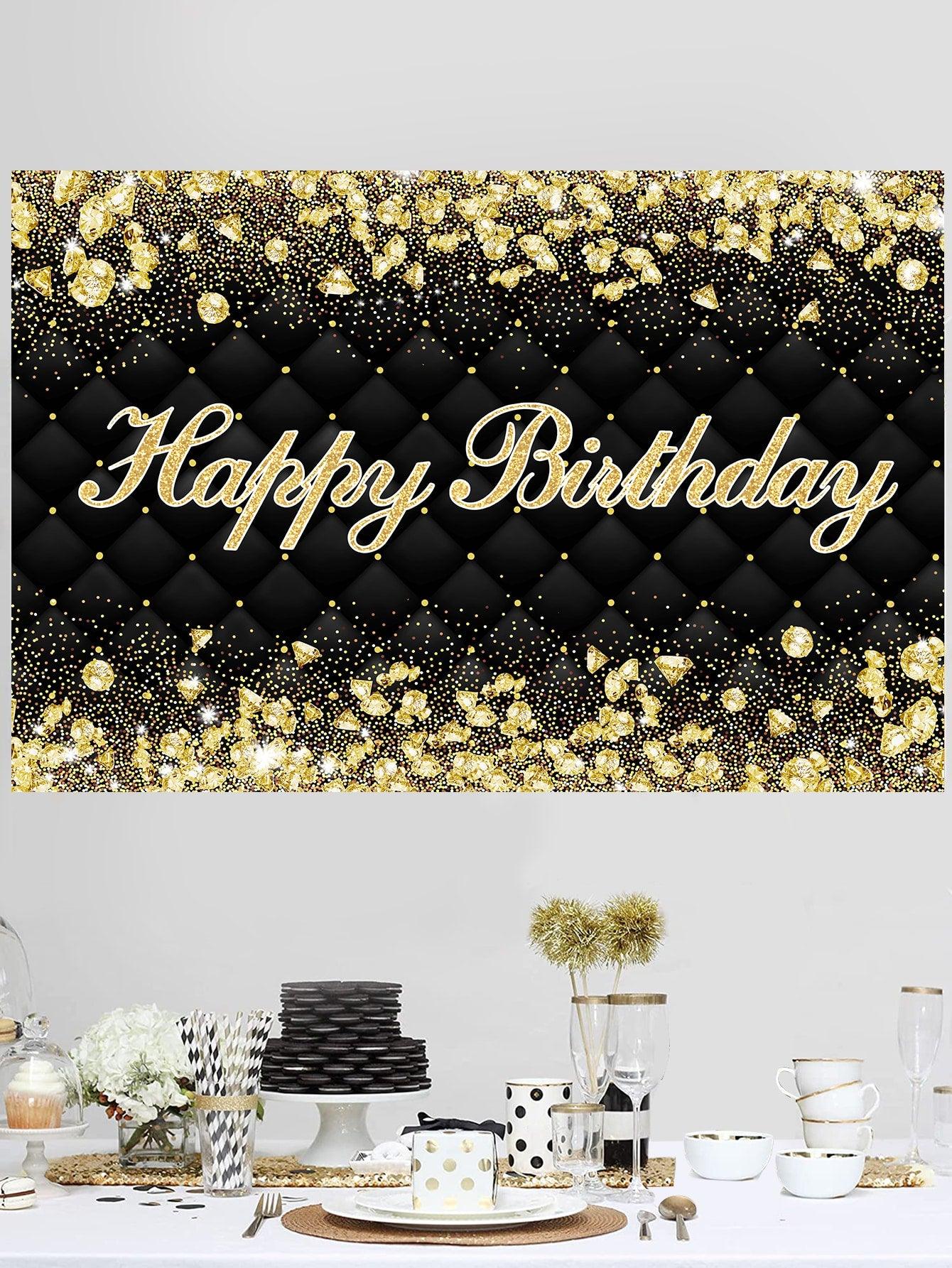 1pc Black Gold Metallic Birthday Party Banner - If you say i do