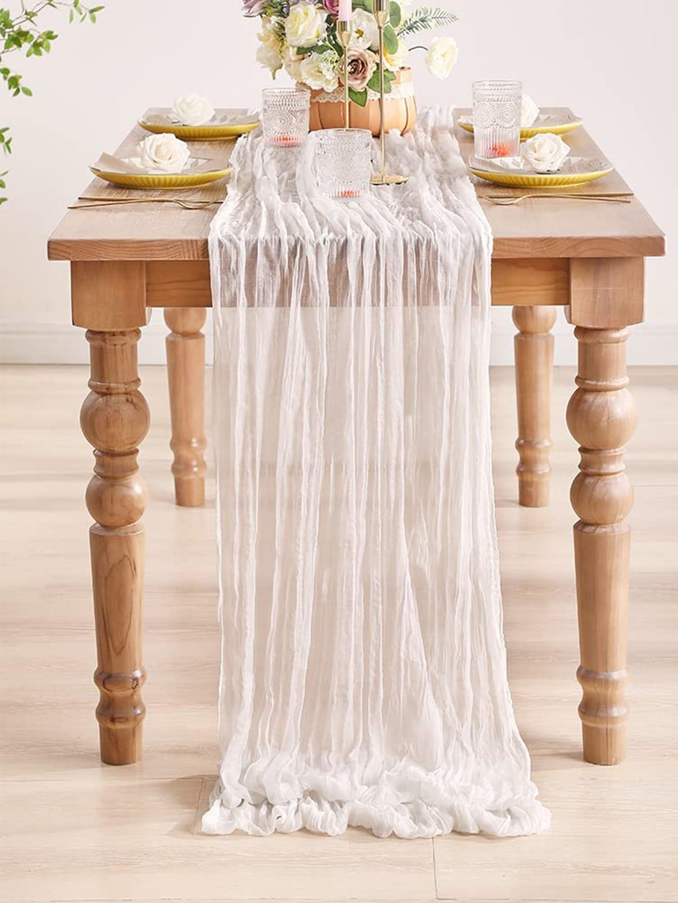 1pc Wedding Reception Table Runner, 90x300cm Pink Table Decoration Mesh For Home Party Decor - If you say i do