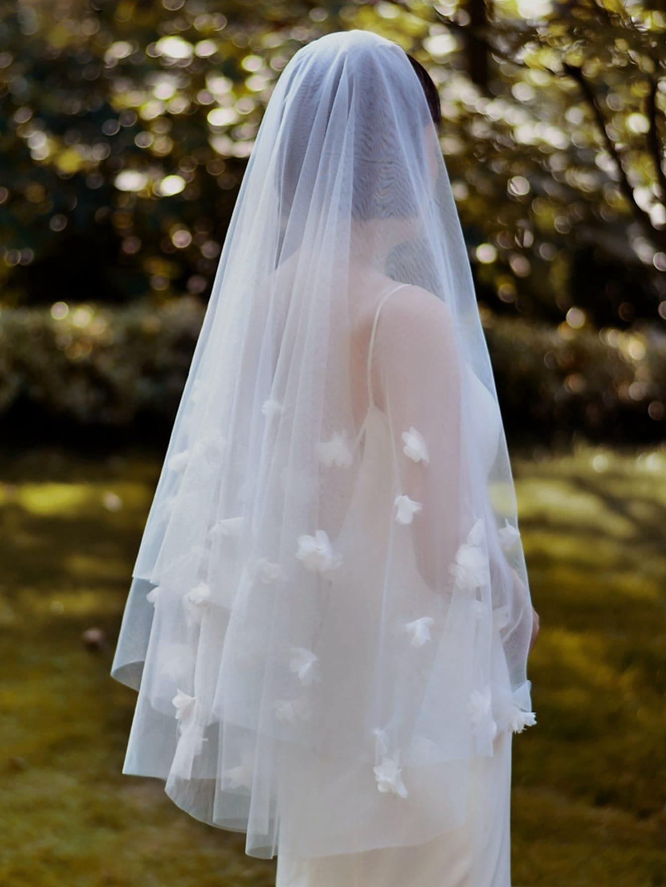 Appliques Bridal Veil With Hair Comb - If you say i do