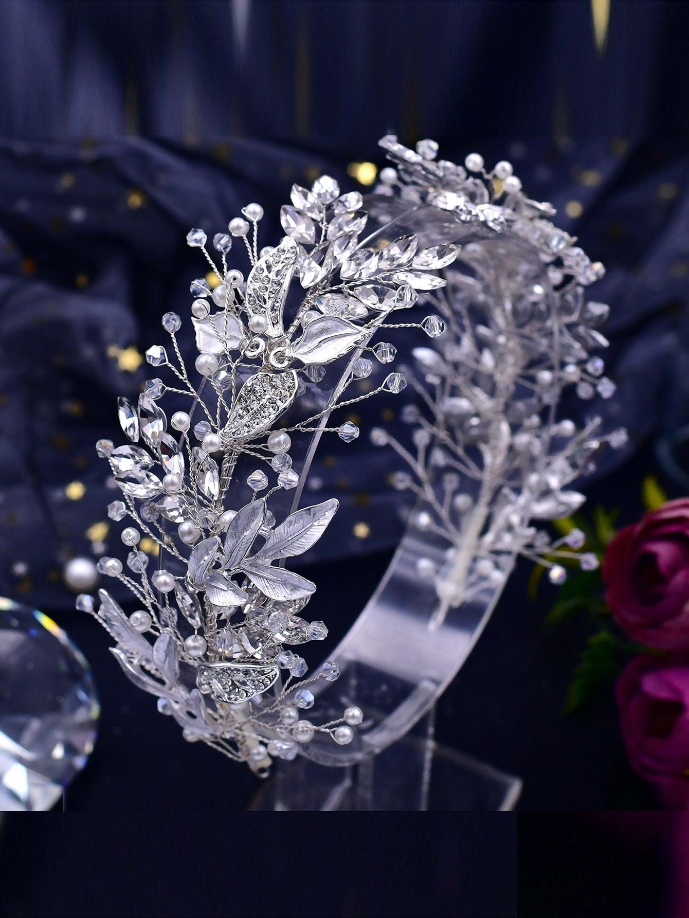 3pcs Rhinestone Flower Decor Bridal Headwear & Jewelry Set - If you say i do