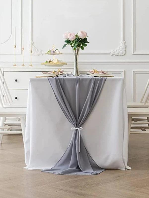 2 Pieces 10ft Chiffon Light Gray Table Runner Romantic Chiffon Table Runner for Wedding Birthday - If you say i do