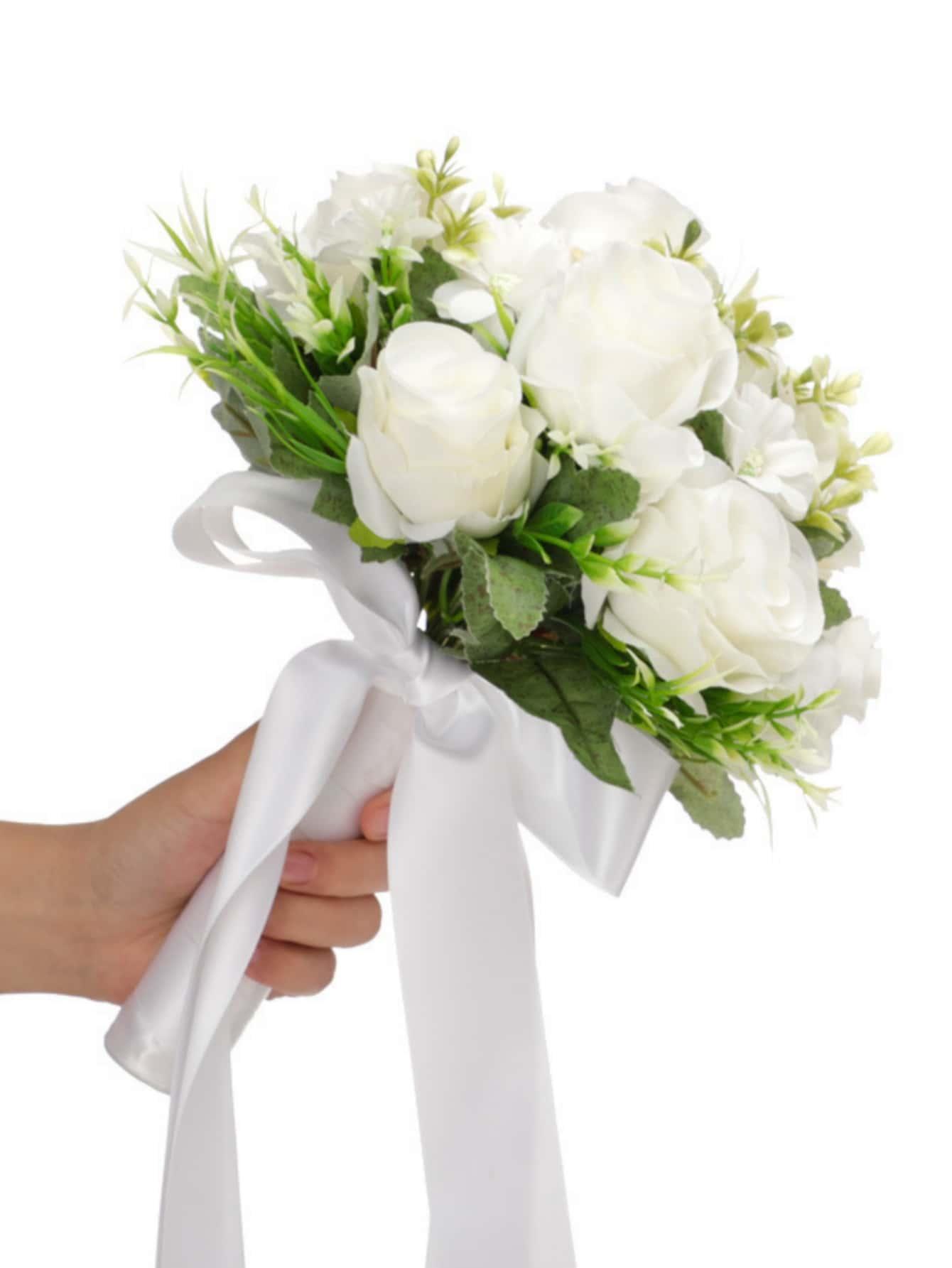 1pc Fabric Artificial Flower Bouquet For Wedding Ceremony - If you say i do