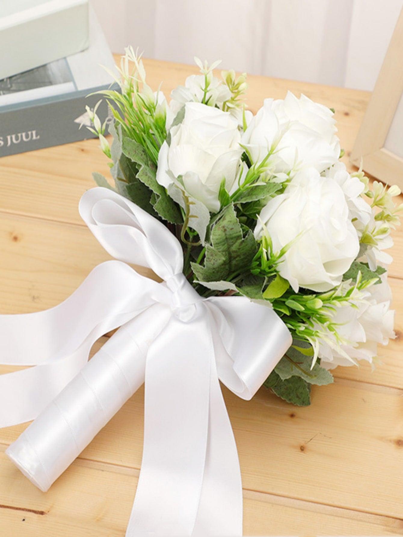 1pc Fabric Artificial Flower Bouquet For Wedding Ceremony - If you say i do