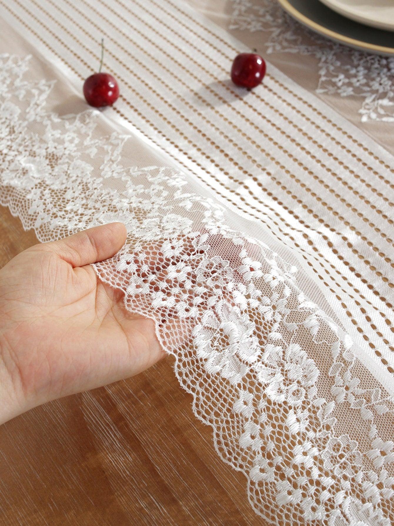 1pc Floral Wedding Lace Table Runner, Modern Polyester Kitchen Table Runner For Dining Table Home - If you say i do