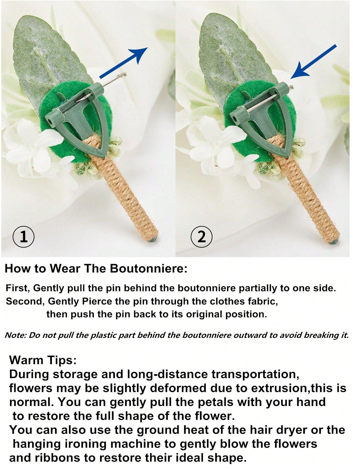 6pcs Flower Decor Boutonniere - If you say i do