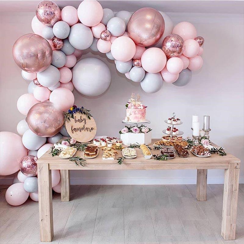 167Pcs/set Pink and Grey Balloon Arch Kit Set Birthday Wedding Baby Shower Bridal Shower Garland Decor - If you say i do