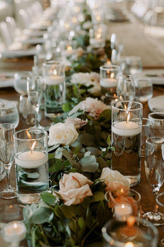 5 pcs 6.5ft Seeded Eucalyptus Garland with White Flowers for Party Wedding Table Decor - If you say i do