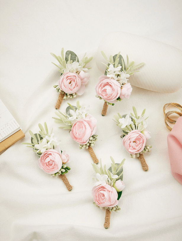 6pcs Flower Decor Boutonniere for Weddings - If you say i do