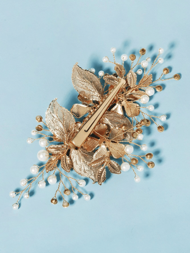 Rhinestone & Flower Decor Bridal Hair Clip - If you say i do