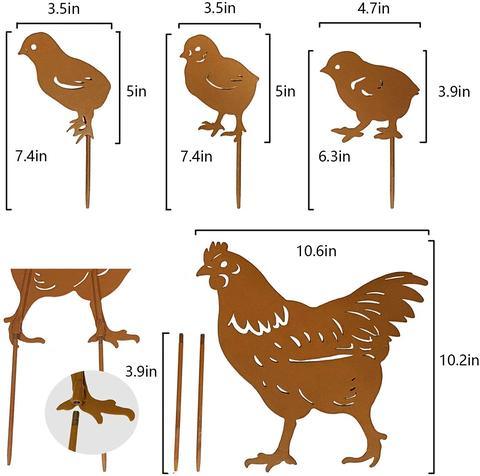 Decorative Garden Stakes-Chickens Family - If you say i do