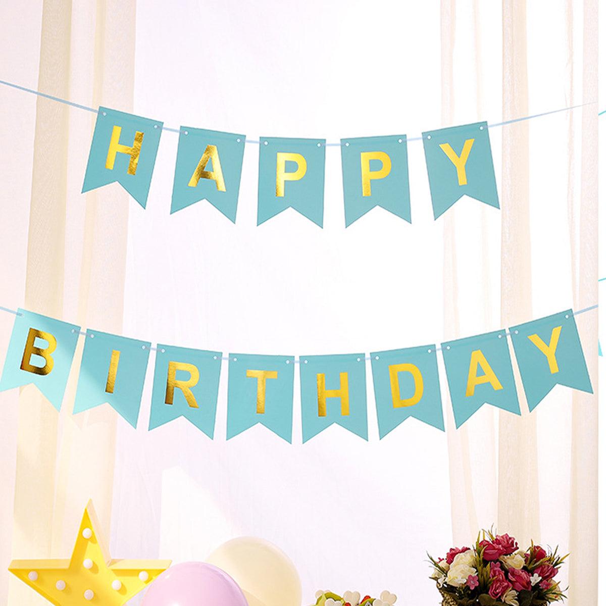 Happy Birthday Banner 6.5&4.5 inches Happy Birthday Bunting Banner with Shiny Gold Letters - If you say i do