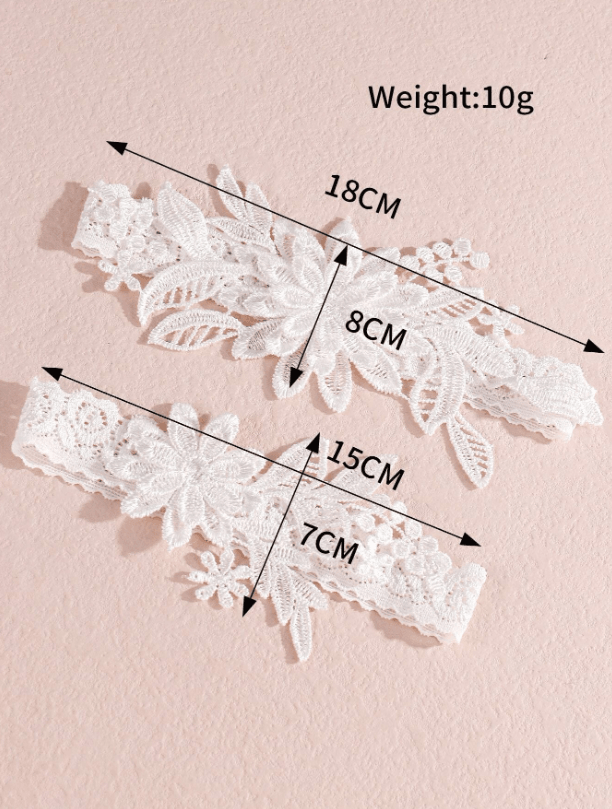 2pcs Floral Embroidery Appliques Bridal Thigh Belt - If you say i do