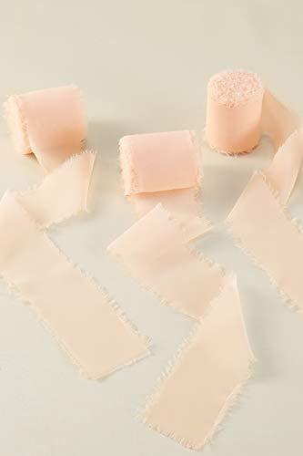 Rose Petal Chiffon Ribbon Fringe Sample Color Swatches 1-3/4" x 5Yd, 4 Rolls Handmade Ribbons for Wedding Invitations Bouquets Backdrop Decorations - If you say i do