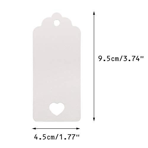 White Gift Tags, 100 PCS Kraft Paper Gift Tags Hollow Heart Wedding Favor Tags 9.5cm x 4.5cm with 100 Feet Jute Twine - If you say i do