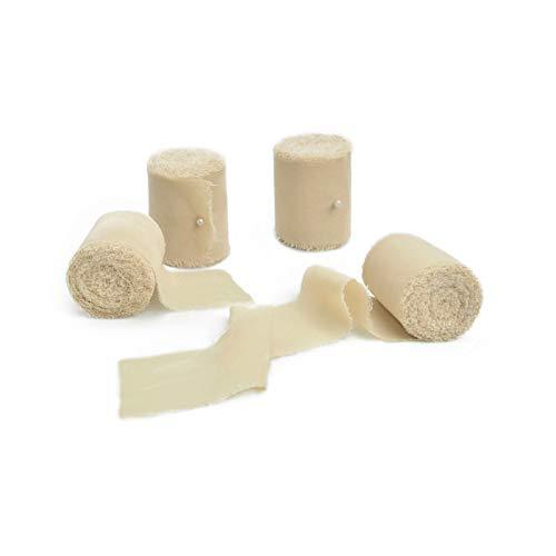 Champagne Chiffon Ribbon Fringe Sample Color Swatches 1-3/4" x 5Yd, 4 Rolls Handmade Ribbons for Wedding Invitations Bouquets Backdrop Decorations - If you say i do