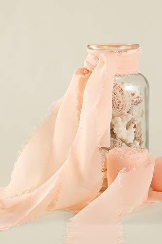 Rose Petal Chiffon Ribbon Fringe Sample Color Swatches 1-3/4" x 5Yd, 4 Rolls Handmade Ribbons for Wedding Invitations Bouquets Backdrop Decorations - If you say i do