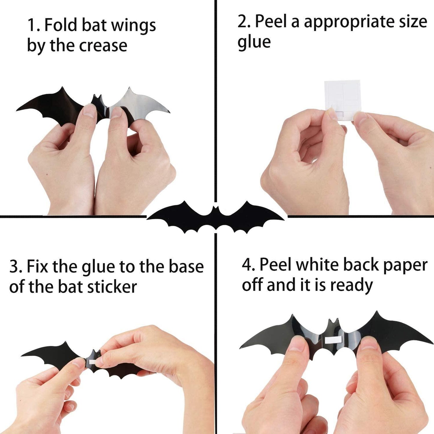 Bats Wall Decor,120 Pcs 3D Bat Halloween Decoration Stickers for Home Décor 4 Size Waterproof Black Spooky Bats for Room Décor - If you say i do