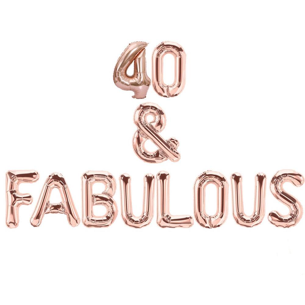 16 inch 40 & Fabulous Letter Balloon Banner - Gold, Rose Gold and Silver Birthday Party Decorations - DIY 40th Birthday Decorations - If you say i do