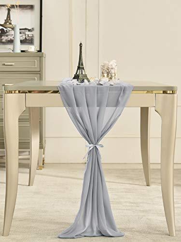 10ft Light Gray Chiffon Table Runner 28x120 Inches Romantic Wedding Runner Sheer Bridal Party Decorations - If you say i do