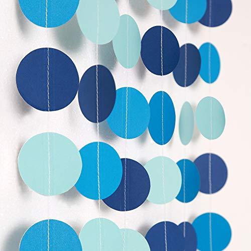 Decor365 Blue Circle Dot Garland Bubble Streamer Summer Under The Sea Party Decoration Pool Beach Ocean Bubble Hanging Bunting Banner Backdrop