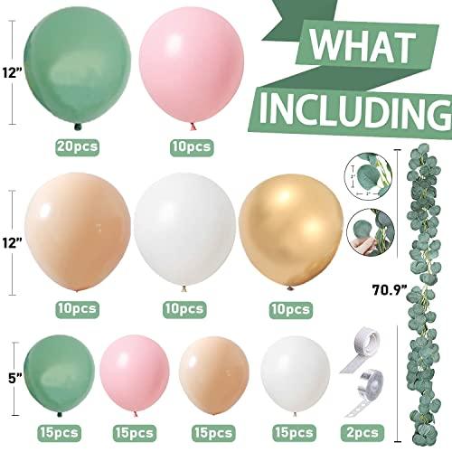 124PCS Sage Olive Green Blush Pink Peach Balloons Balloon Garland Arch Kit - If you say i do