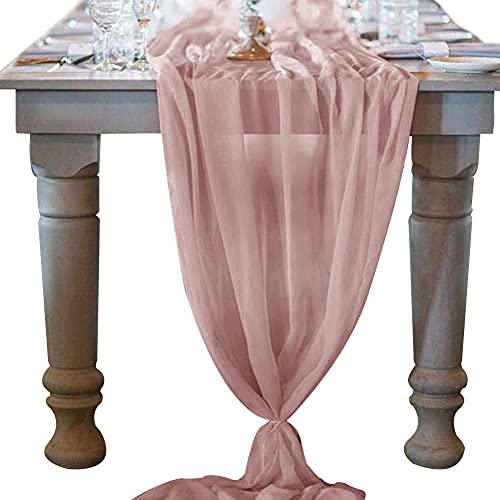 10ft Dusty Rose Chiffon Table Runner 28x120 Inches Romantic Wedding Runner Sheer Bridal Party Decorations - If you say i do